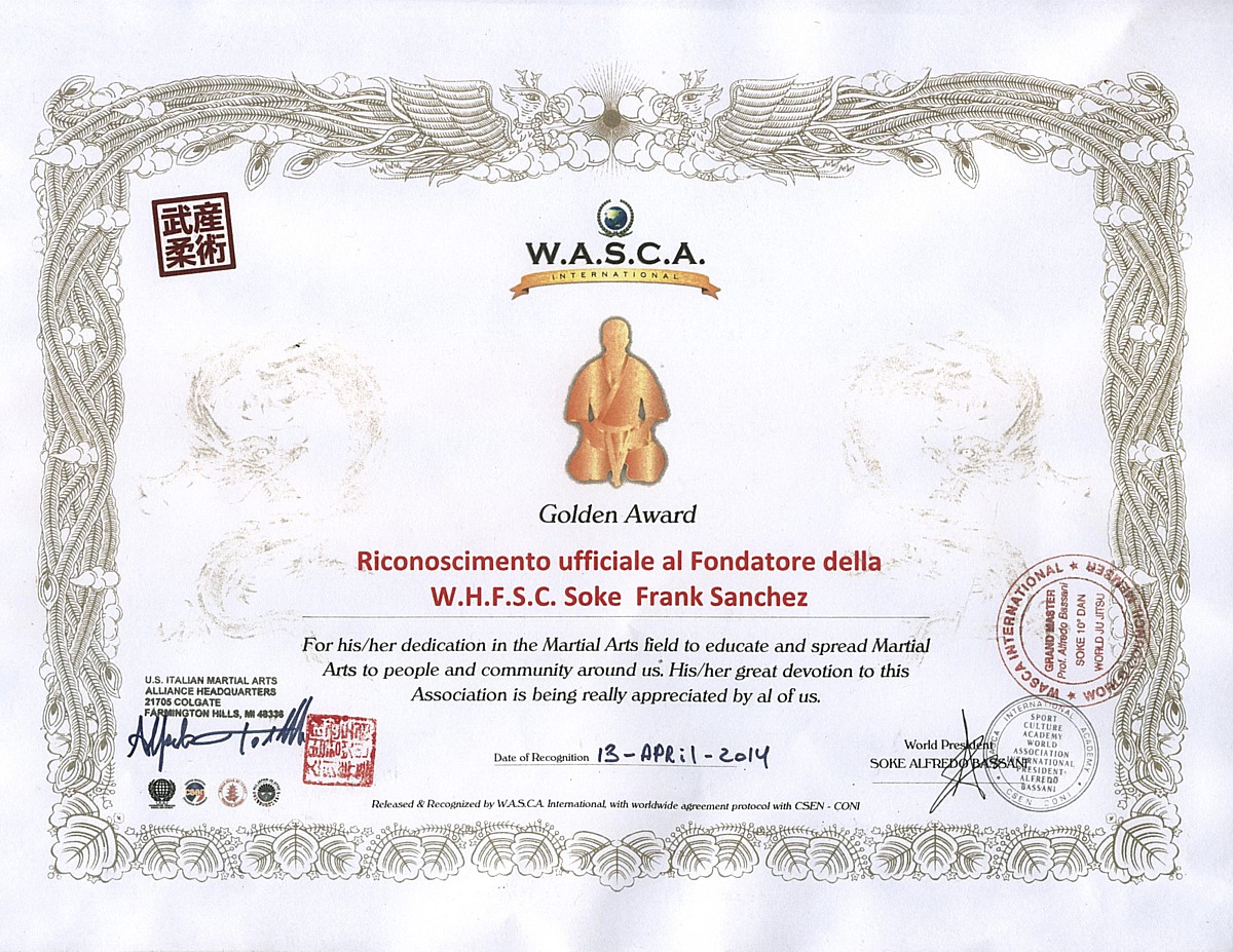 2014 WASCA Award from Italy