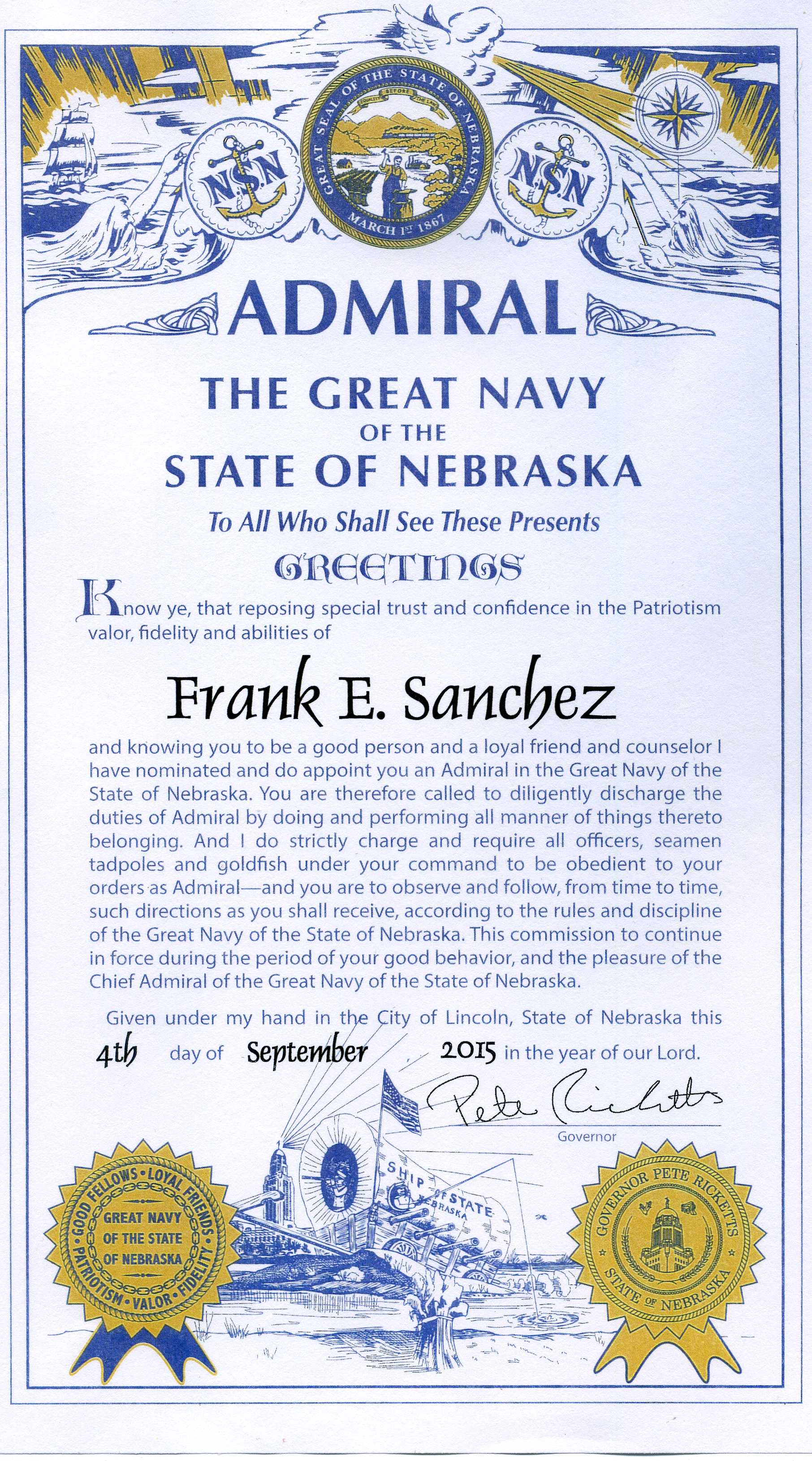 2015 Nebraska Admiralship
