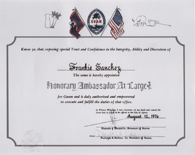 Ambassador At Large Certificate Guam - August 1976